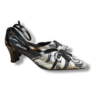 Vintage Renica Patterned Heels Size 7M – Retro Mid Heel Statement Shoes